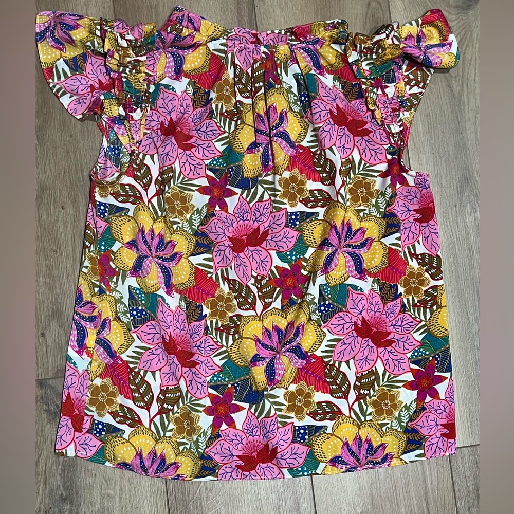 Rose & Olive Colorful Floral Blouse Top Small - Picture 3 of 3